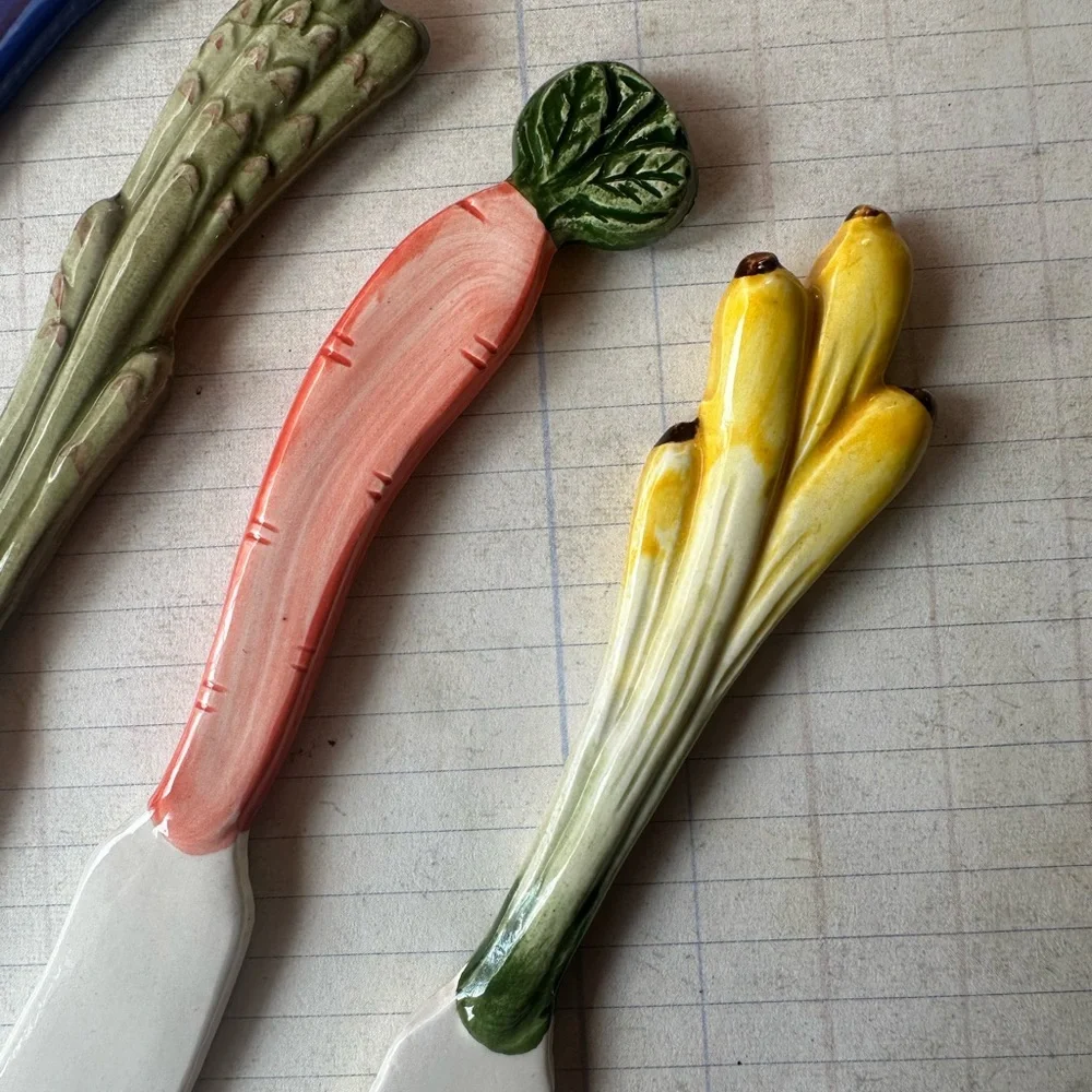 Fitz and Floyd Hand-Painted Veggie Canapé Knives
